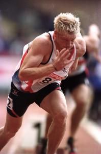Iwan Thomas in action during his 400m race